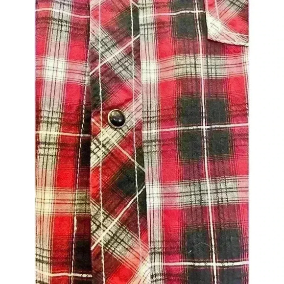 Pop Icon Clothing for Buckle XL Plaid Embroidered Fleur De Lis Pearl Snap Shirt - Picture 3 of 13